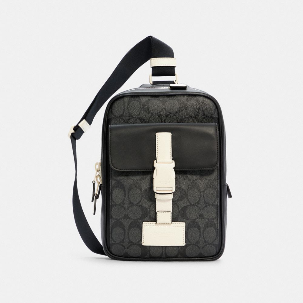 COACH C6645 Track Pack In Signature Canvas GUNMETAL/CHARCOAL CHALK