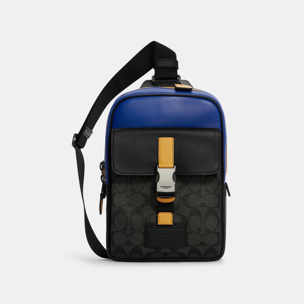 Track Pack In Colorblock Signature Canvas - GUNMETAL/CHARCOAL SPORT BLUE MULTI - COACH C6646