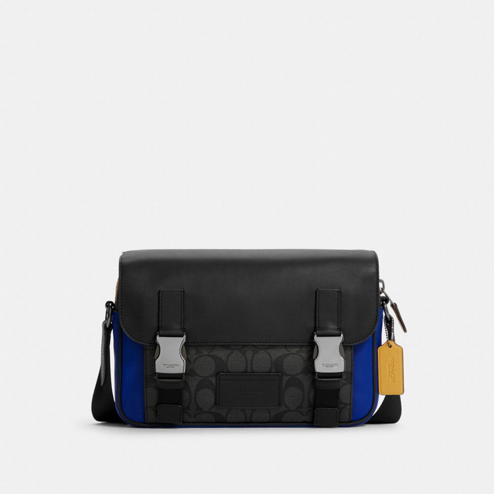 Track Crossbody In Colorblock Signature Canvas - GUNMETAL/CHARCOAL SPORT BLUE MULTI - COACH C6649