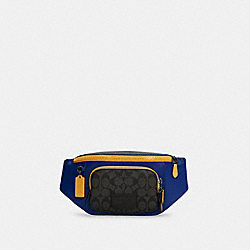 COACH C6652 Track Belt Bag In Colorblock Signature Canvas GUNMETAL/CHARCOAL SPORT BLUE MULTI