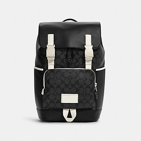COACH Track Backpack In Signature Canvas - GUNMETAL/CHARCOAL CHALK - C6654