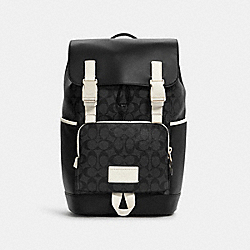 Track Backpack In Signature Canvas - GUNMETAL/CHARCOAL CHALK - COACH C6654
