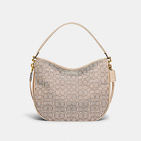 COACH C6659 Soft Tabby Hobo In Signature Jacquard Brass/Stone Ivory