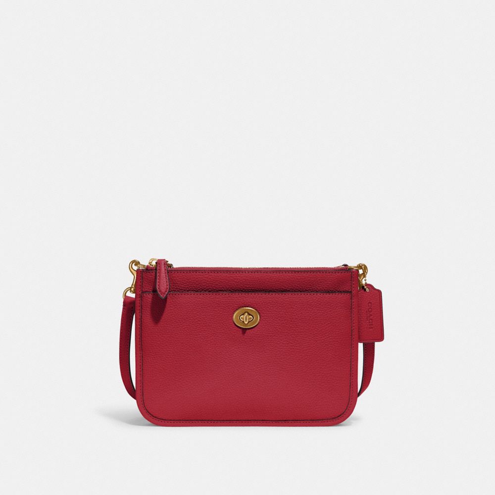 Slim Turnlock Crossbody - C6663 - BRASS/BRICK RED