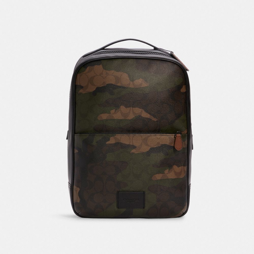 COACH Westway Backpack In Signature Canvas With Camo Print - GUNMETAL/DARK GREEN MULTI - C6683