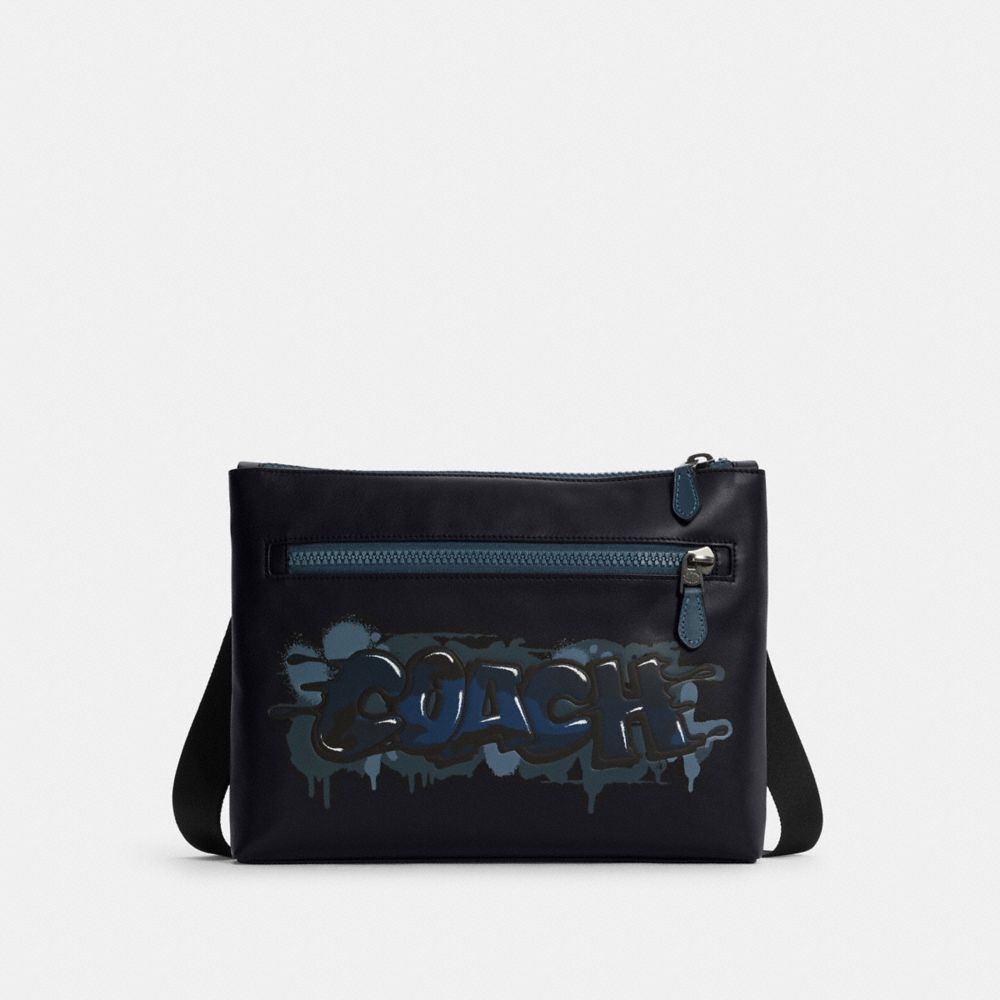 Carrier Zip Crossbody With Graffiti Coach - C6684 - GUNMETAL/BLACK/BLUE