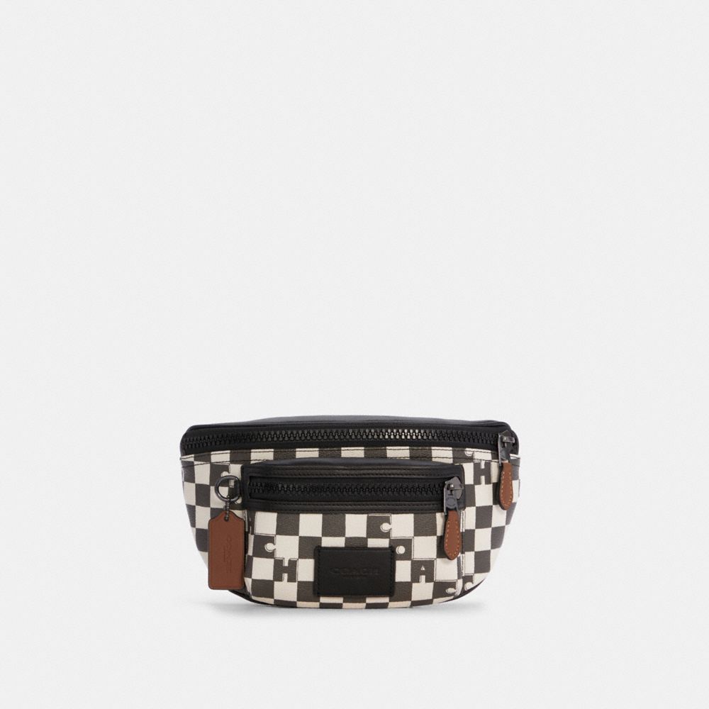 Westway Belt Bag With Checker Print - GUNMETAL/CHALK/BLACK - COACH C6685