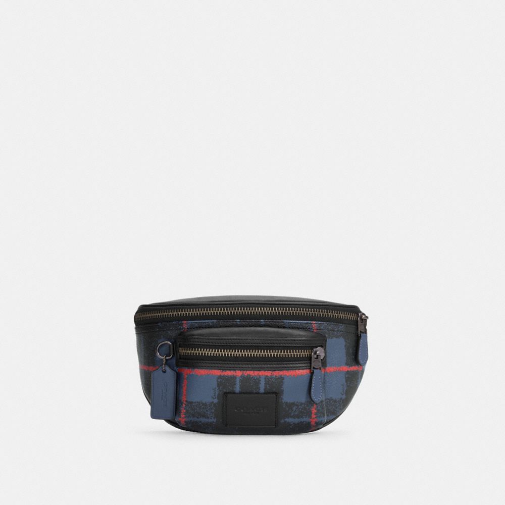 Westway Belt Bag With Window Pane Plaid Print - C6689 - QB/NAVY RED MULTI