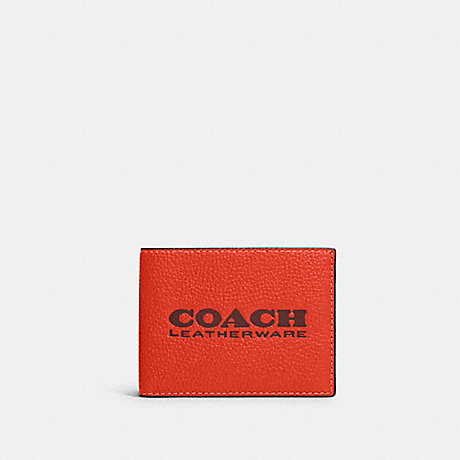COACH C6701 Slim Billfold Wallet Red Orange/Wine