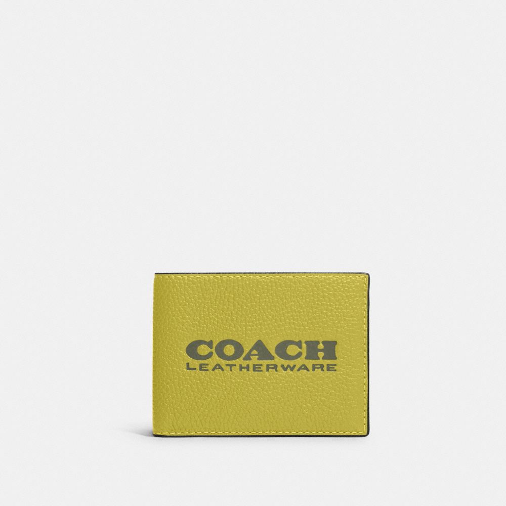 COACH C6701 Slim Billfold Wallet KEY LIME/ARMY GREEN