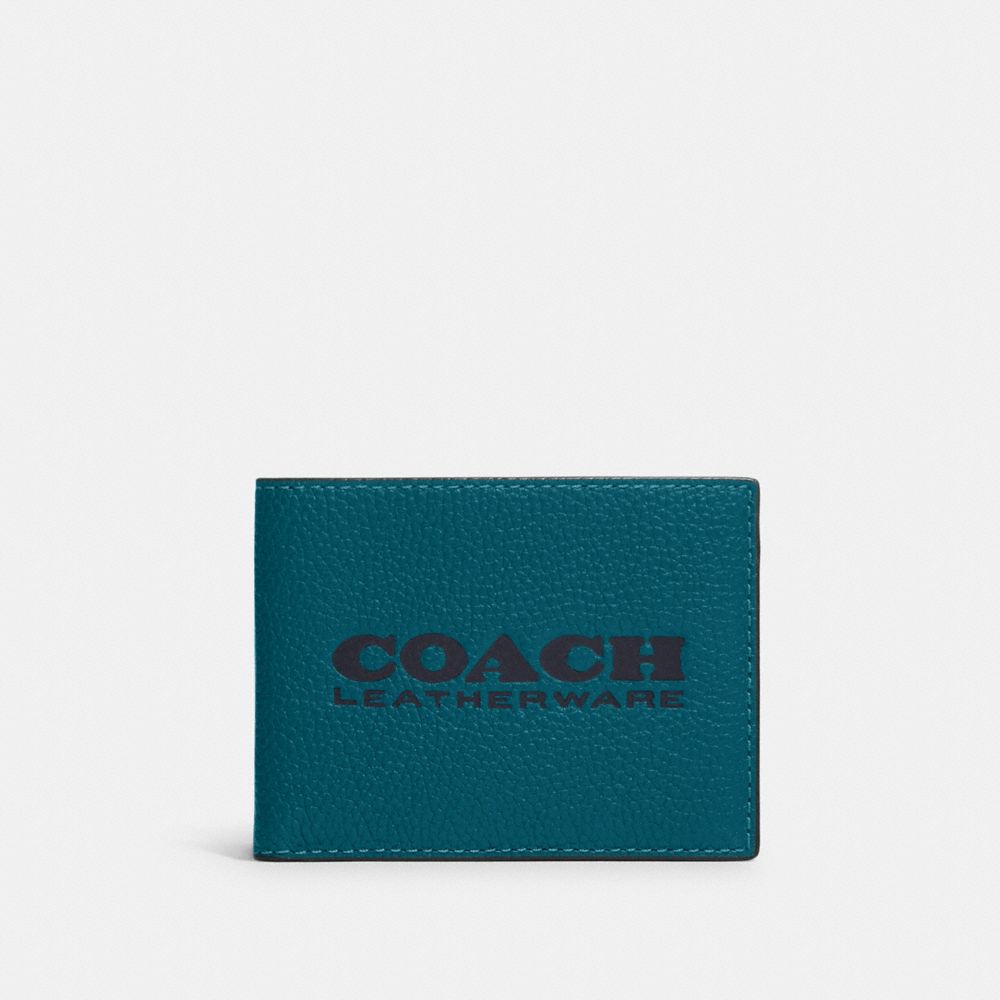 COACH C6701 Slim Billfold Wallet DEEP TURQUOISE/MIDNIGHT NAVY