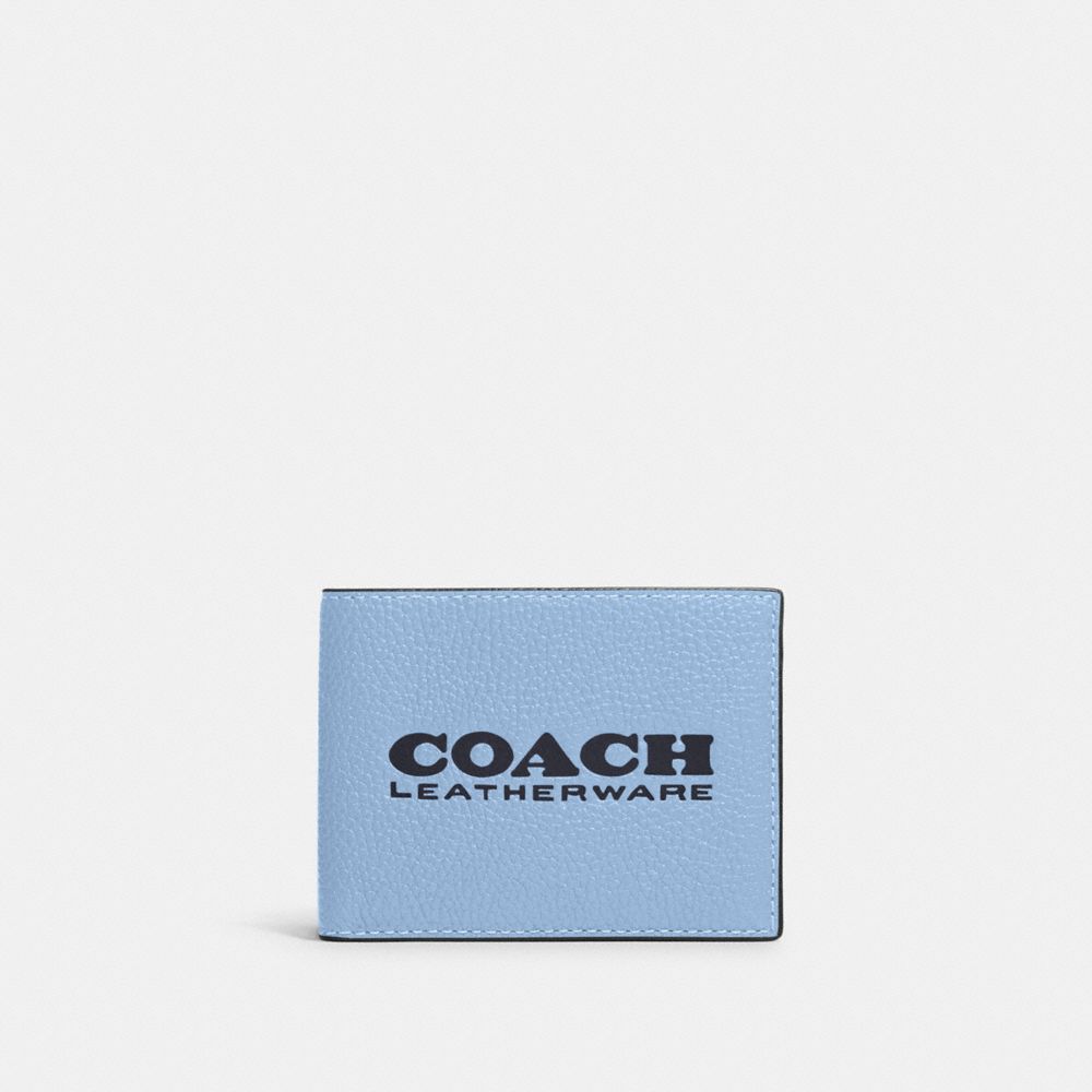 COACH C6701 Slim Billfold Wallet Pobrass/Midnight Navy