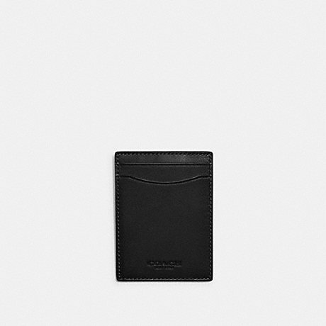 COACH C6702 Money Clip Card Case BLACK/DARK-SADDLE