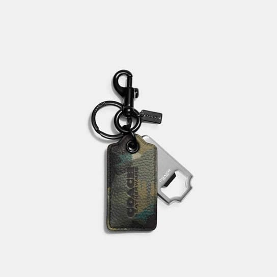 C6706 - Bottle Opener Key Fob With Camo Print GREEN/BLUE
