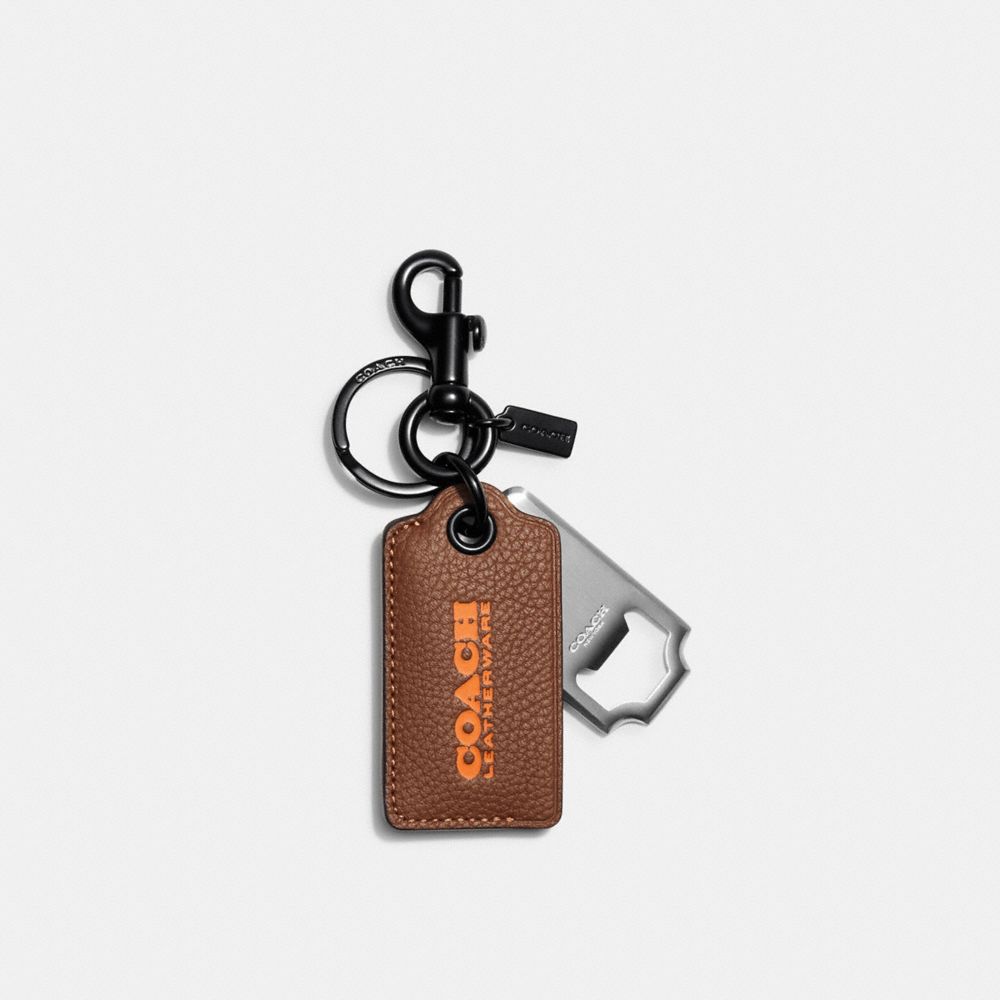 COACH C6707 Bottle Opener Key Fob Dark Saddle/Canyon