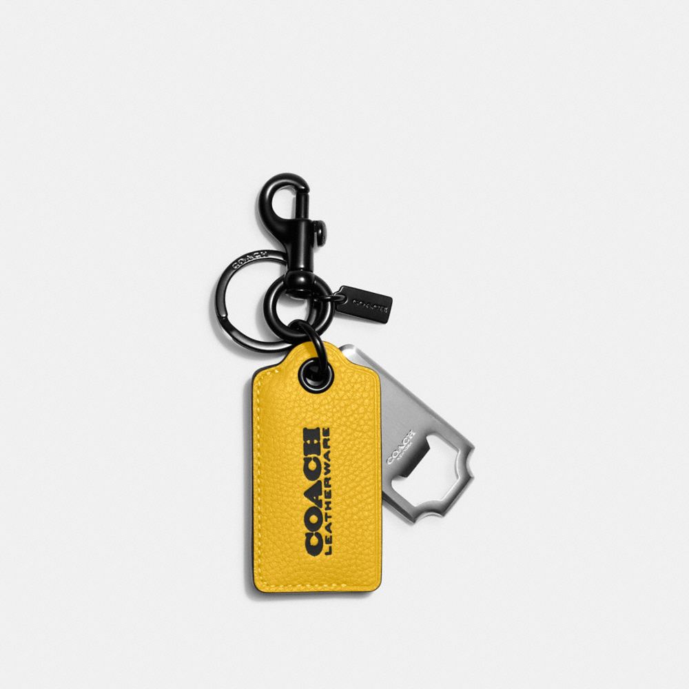 COACH C6707 Bottle Opener Key Fob CANARY/BLACK
