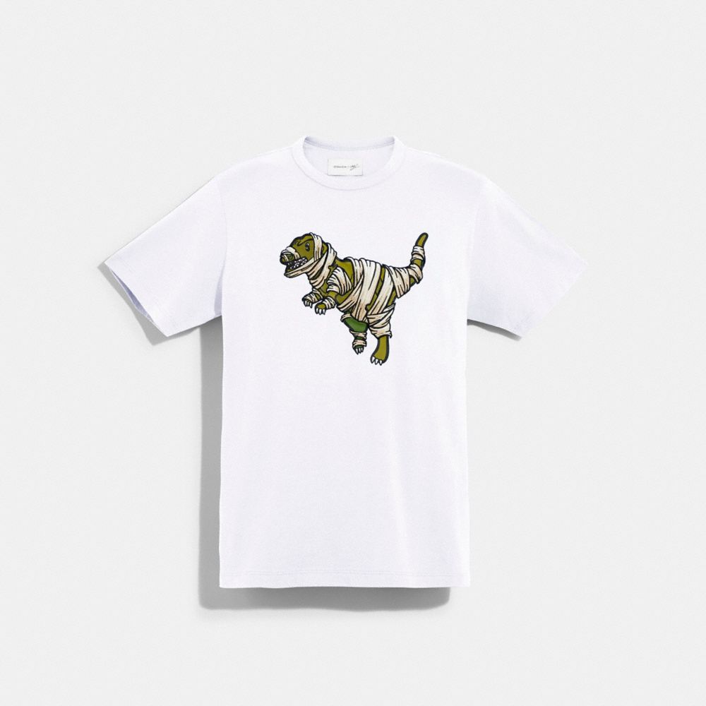 COACH C6714 - Coach X Michael B. Jordan T Shirt In Organic Cotton With Mummified Rexy WHITE