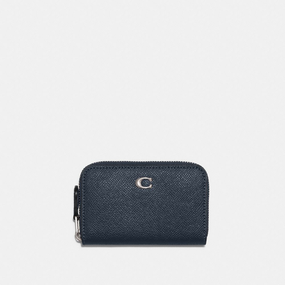 C6723 - Small Zip Around Card Case Silver/Denim