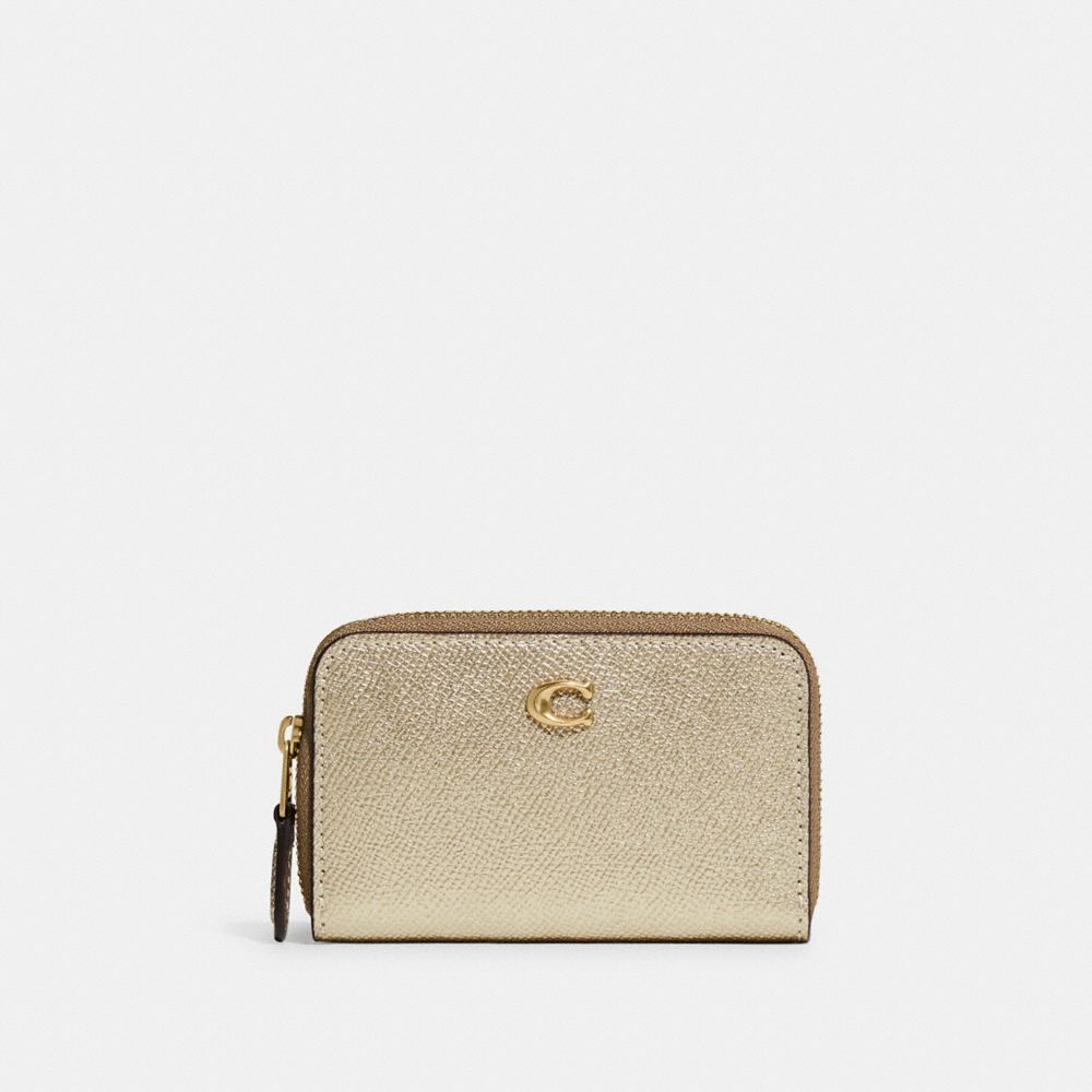 COACH C6724 Small Zip Around Card Case BRASS/METALLIC SOFT GOLD