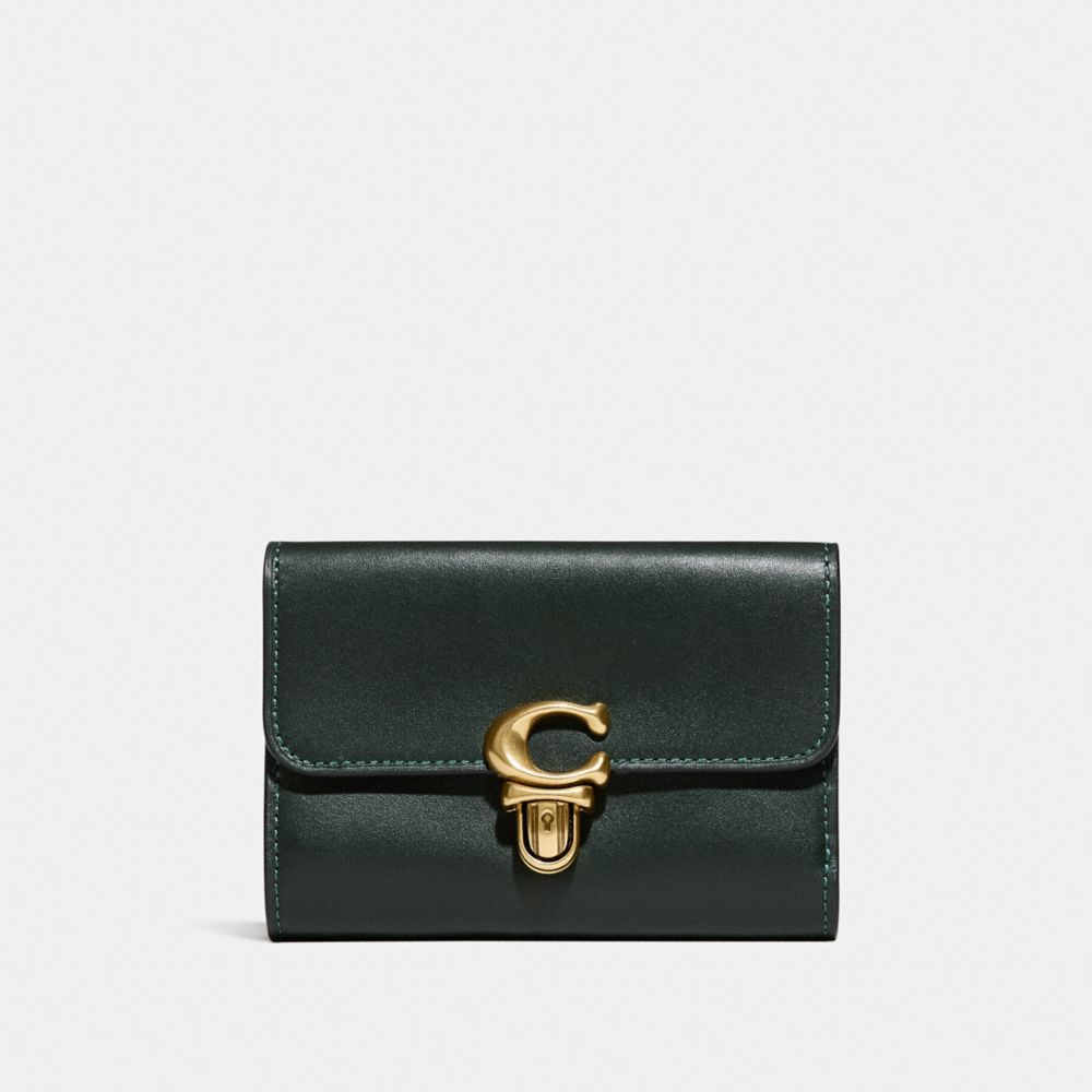 COACH C6727 Studio Medium Wallet BRASS/AMAZON GREEN