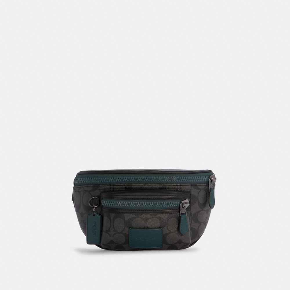 COACH Westway Belt Bag In Colorblock Signature Canvas - GUNMETAL/CHARCOAL FOREST - C6765