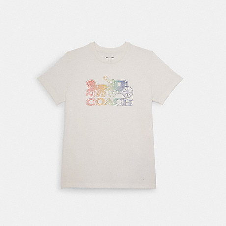 COACH C6767 Rainbow Horse And Carriage T Shirt WHITE