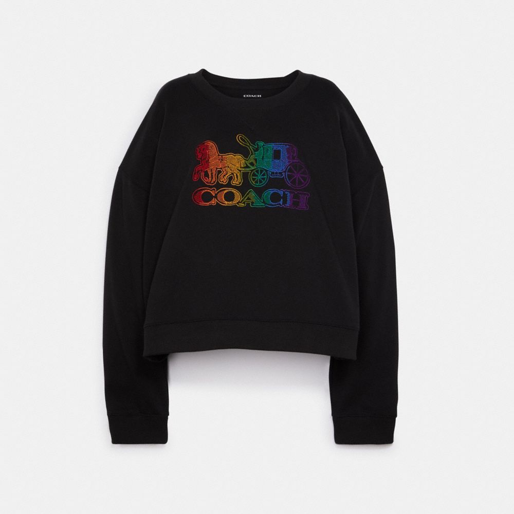 COACH C6771 - Rainbow Horse And Carriage Crewneck BLACK