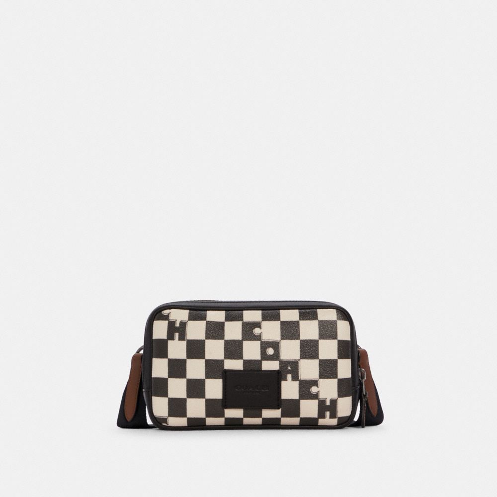 COACH Carrier Phone Crossbody With Checker Print - QB/BLACK/CHALK - C6775