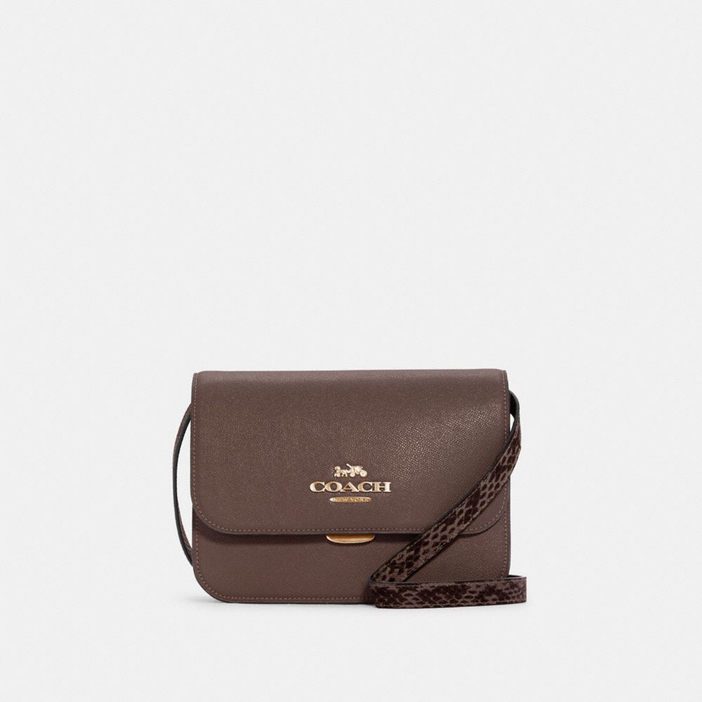 Brynn Flap Crossbody - C6777 - GOLD/OXBLD METALLIC CHERRY