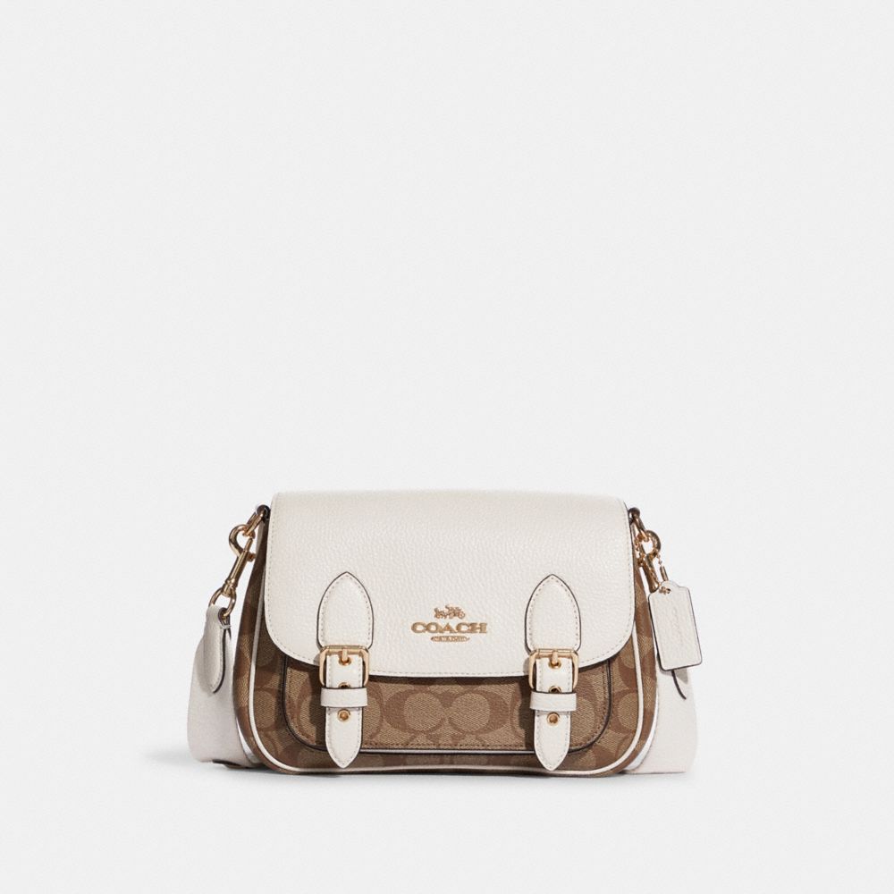 Lucy Crossbody In Signature Canvas - C6781 - GOLD/KHAKI/CHALK