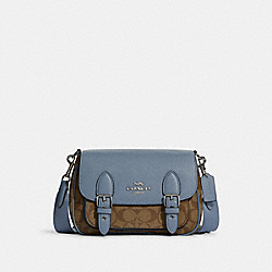 Lucy Crossbody In Signature Canvas - C6781 - SILVER/KHAKI/MARBLE BLUE