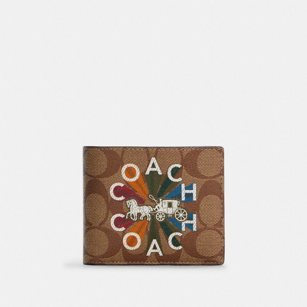 COACH C6783 - 3 In 1 Wallet In Signature Canvas With Coach Radial Rainbow GUNMETAL/KHAKI MULTI