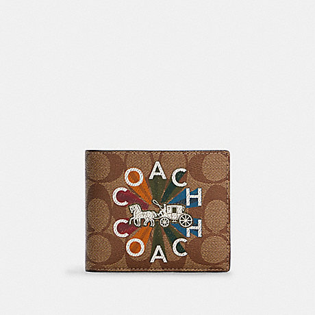 COACH C6783 3 In 1 Wallet In Signature Canvas With Coach Radial Rainbow GUNMETAL/KHAKI-MULTI