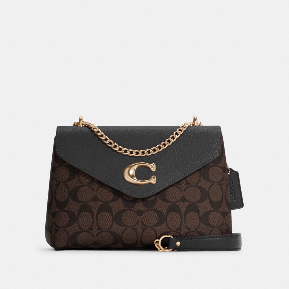 COACH Tammie Shoulder Bag In Signature Canvas - GOLD/BROWN BLACK - C6784