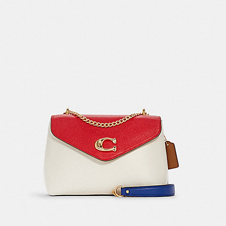 COACH Tammie Shoulder Bag In Colorblock - GOLD/CHALK ELECTRIC RED MULTI - C6786