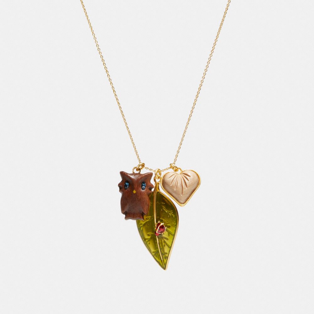 Leaf Multi Charm Necklace - C6792 - MULTI