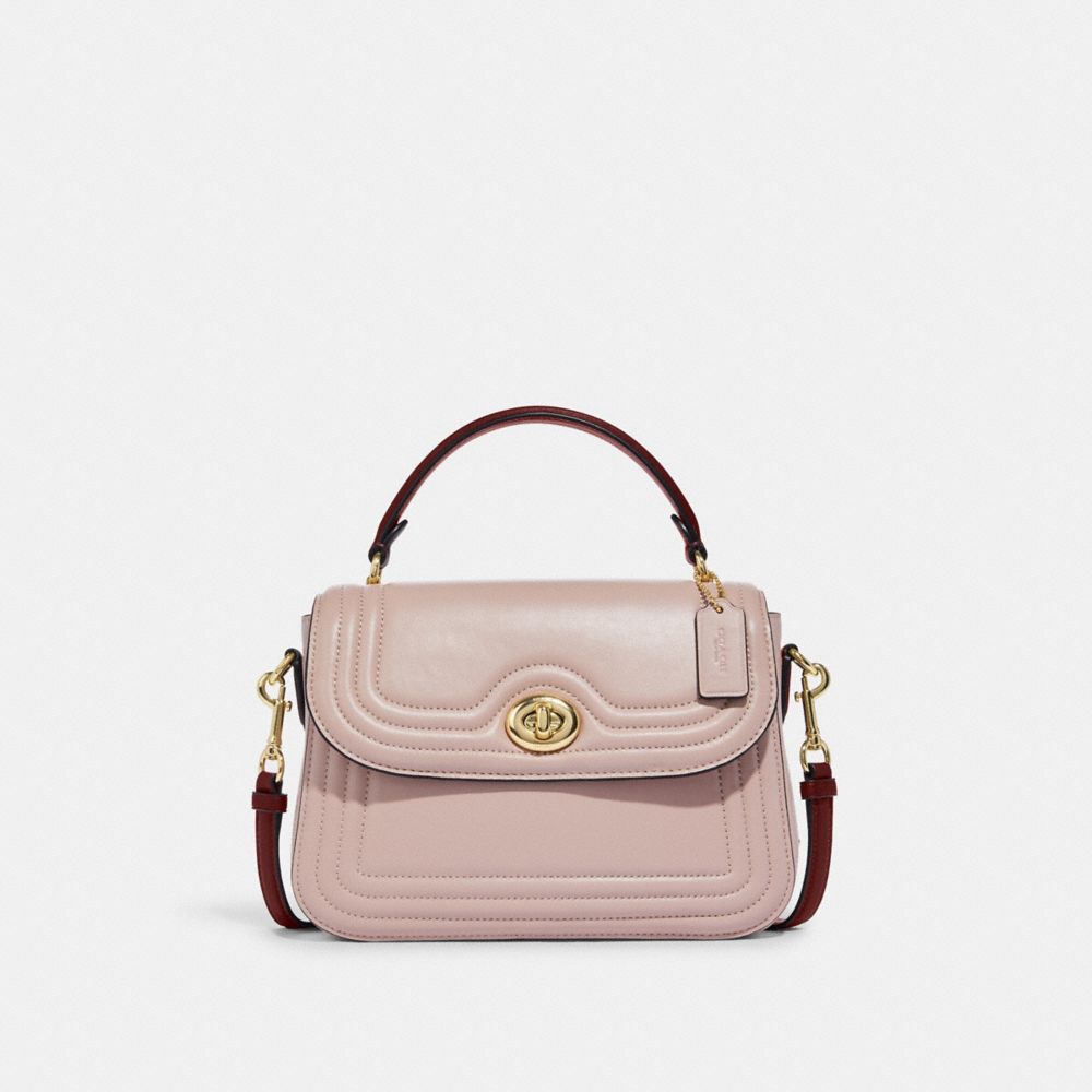 Marlie Top Handle Satchel In Colorblock With Border Quilting - GOLD/WASHED MAUVE/CRANBERRY - COACH C6799
