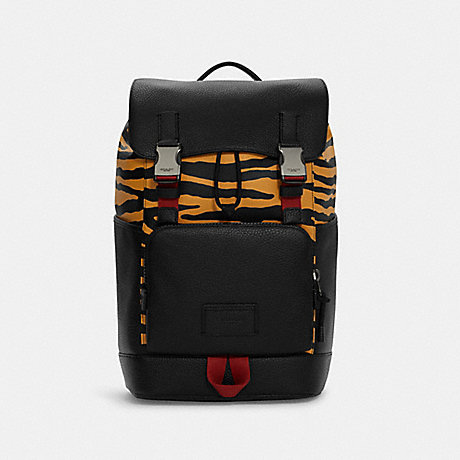 COACH C6802 Track Backpack With Tiger Print GUNMETAL/HONEY-BLACK-MULTI