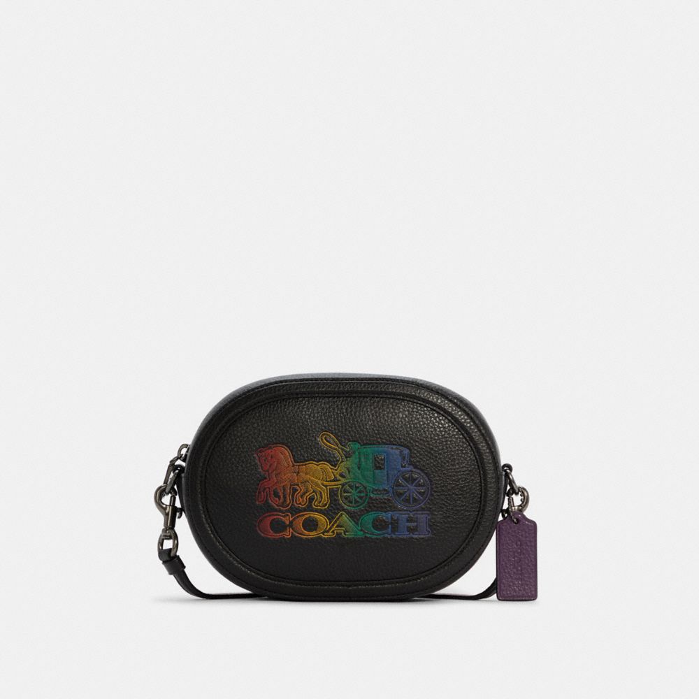 Camera Bag With Horse And Carriage - C6803 - GUNMETAL/BLACK MULTI