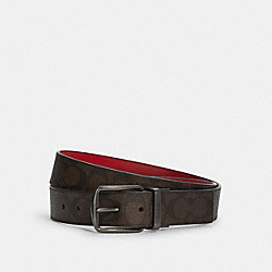 Boxed Plaque And Harness Buckle Cut To Size Reversible Belt, 38 Mm - BLACK ANTIQUE/CHARCOAL/SPORT BLUE - COACH C6812