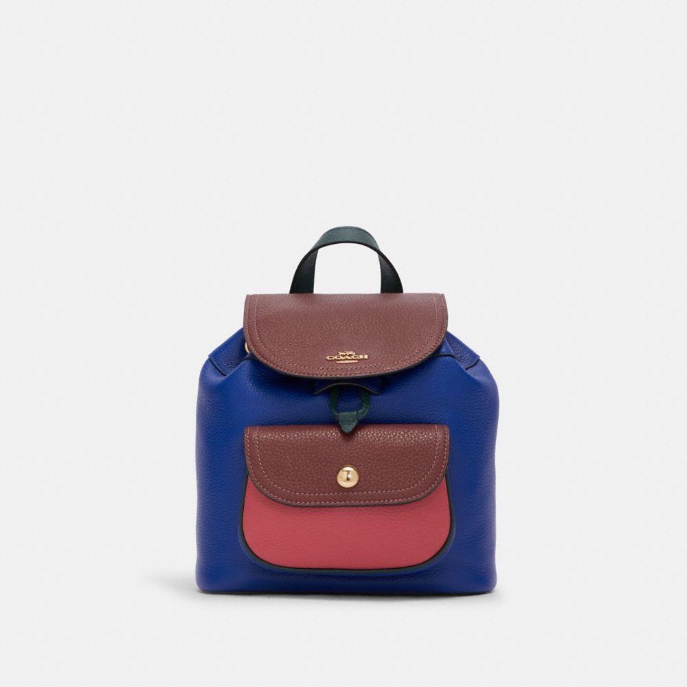 COACH C6815 Pennie Backpack 22 In Colorblock GOLD/SPORT BLUE MULTI