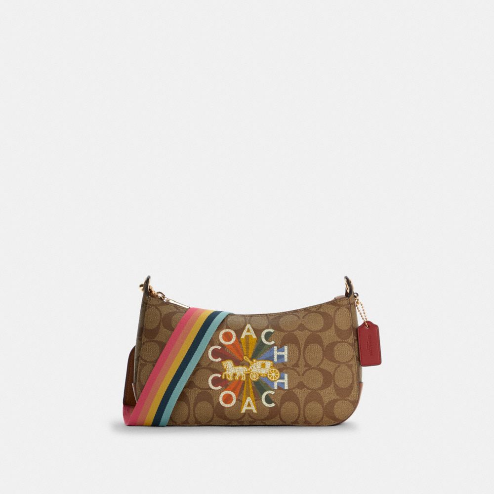 Jes Baguette In Signature Canvas With Coach Radial Rainbow - C6817 - GOLD/KHAKI MULTI