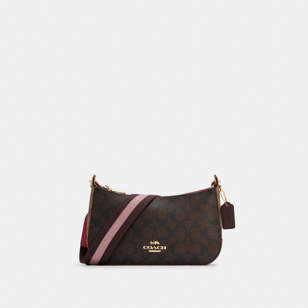 COACH C6840 - KACEY SATCHEL - GOLD/WASHED MAUVE/CRANBERRY