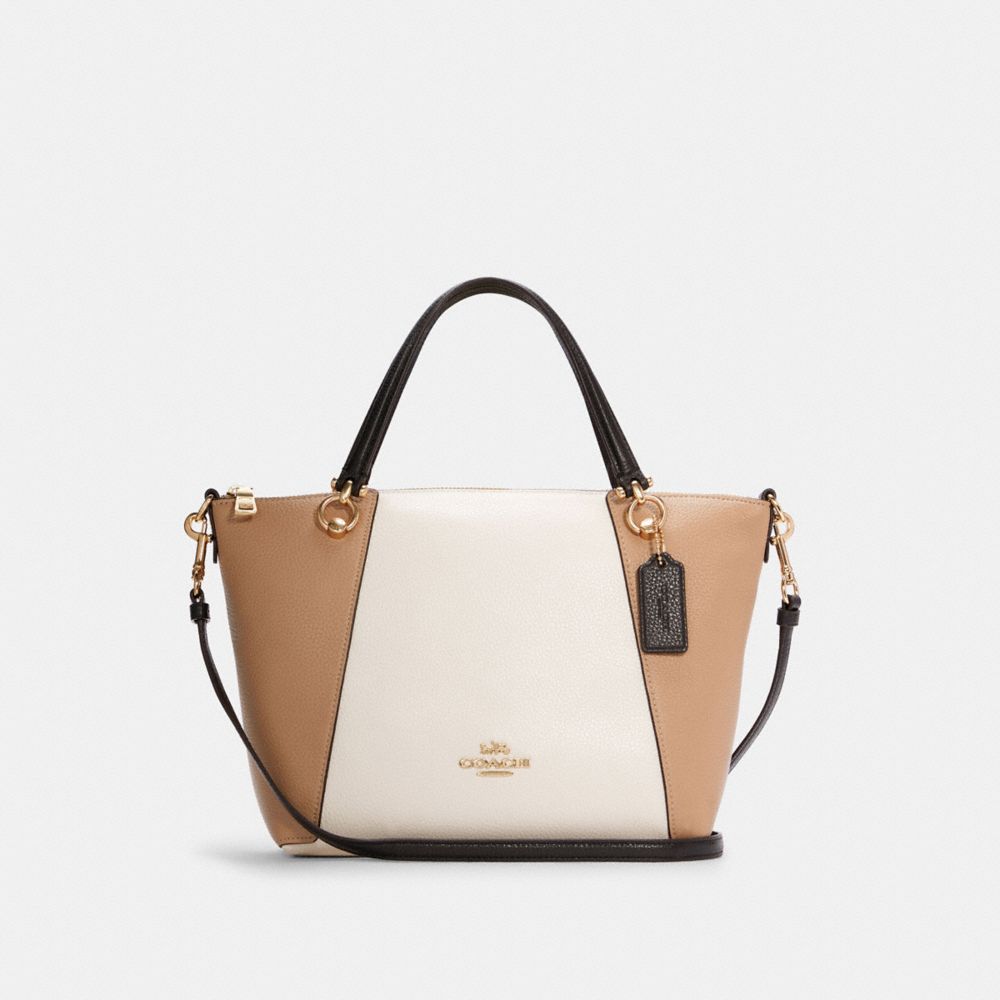 COACH C6841 - Kacey Satchel In Colorblock GOLD/CHALK MULTI