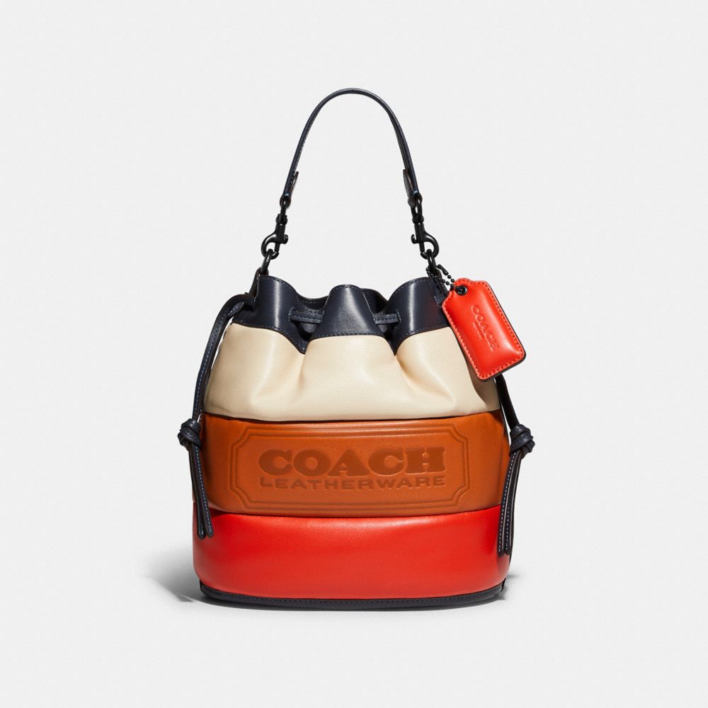 COACH C6843 Field Bucket Bag With Colorblock Quilting And Coach Badge Pewter/Multi