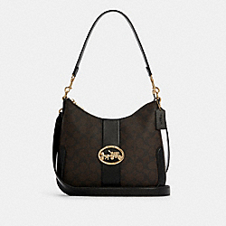 COACH C6851 - Georgie Hobo In Signature Canvas GOLD/BROWN BLACK