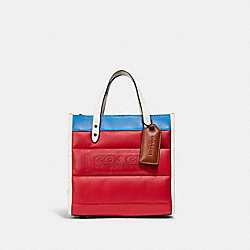 COACH C6852 - Field Tote 22 With Colorblock Quilting And Coach Badge V5/CANDY APPLE MULTI