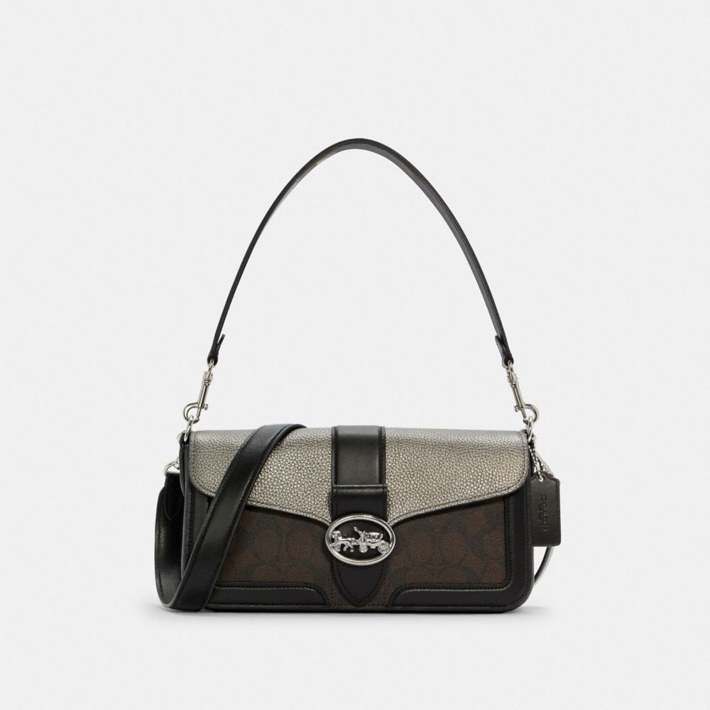 Georgie Shoulder Bag In Signature Canvas - C6865 - SILVER/BROWN MTLLIC GRPHITE MULTI