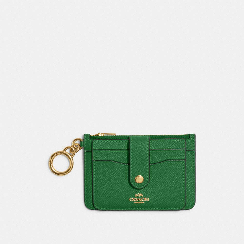 COACH C6881 Attachment Card Case GOLD/KELLY GREEN