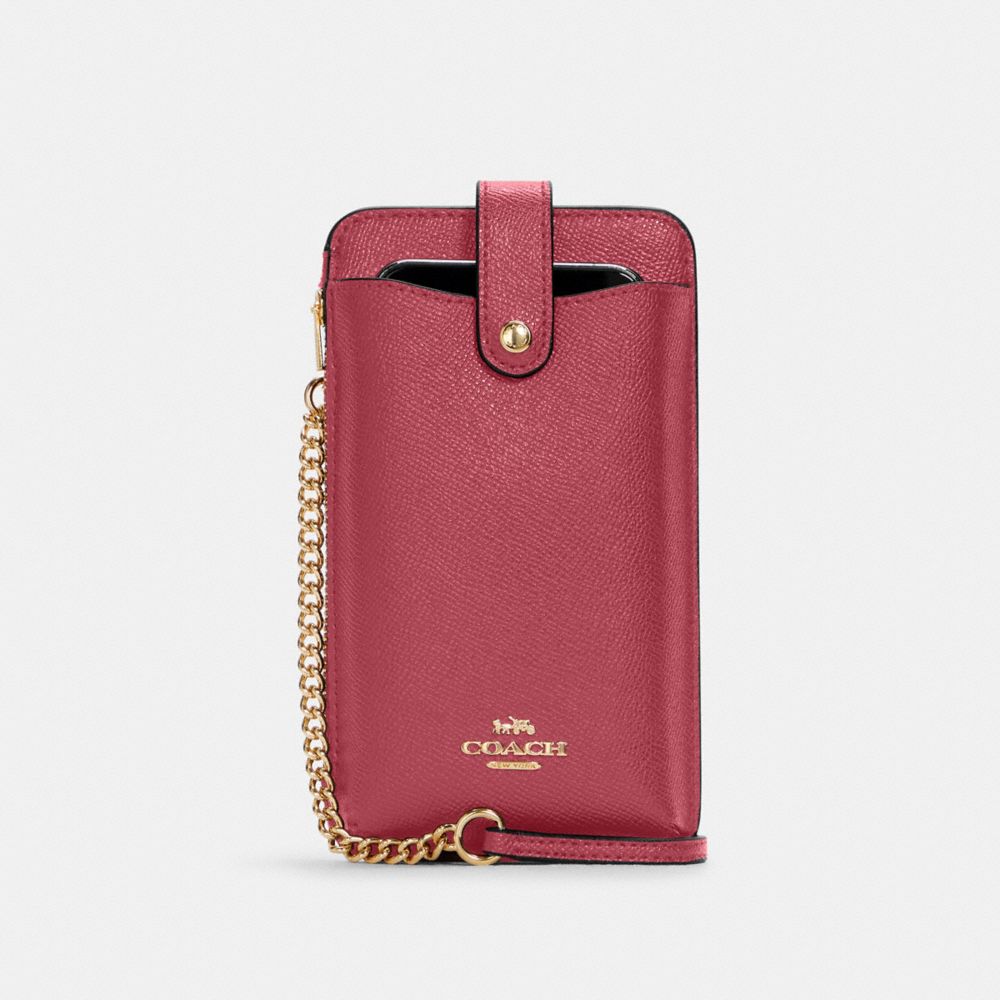 COACH C6884 North/South Phone Crossbody Gold/Rouge